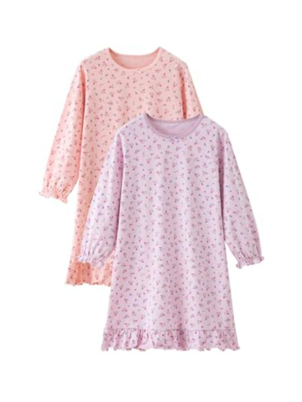 Girls 2-Pack Cotton Nightgowns Heart Print Sleepshirts Flutter Sleeve Nightdress